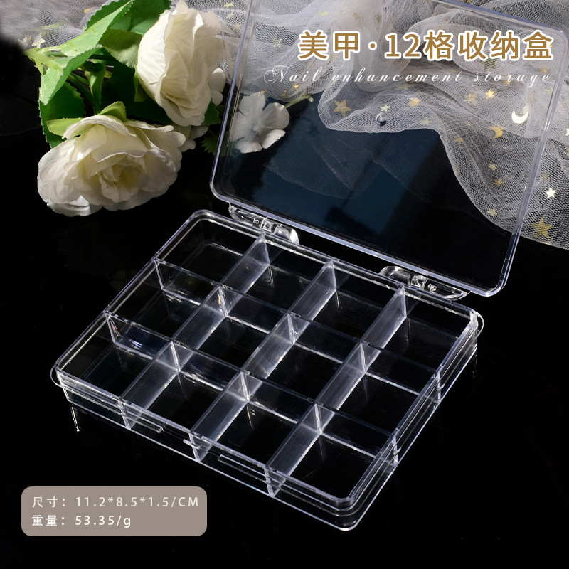 Nail Art Overlay - Caja organizadora de plástico transparente vacía,