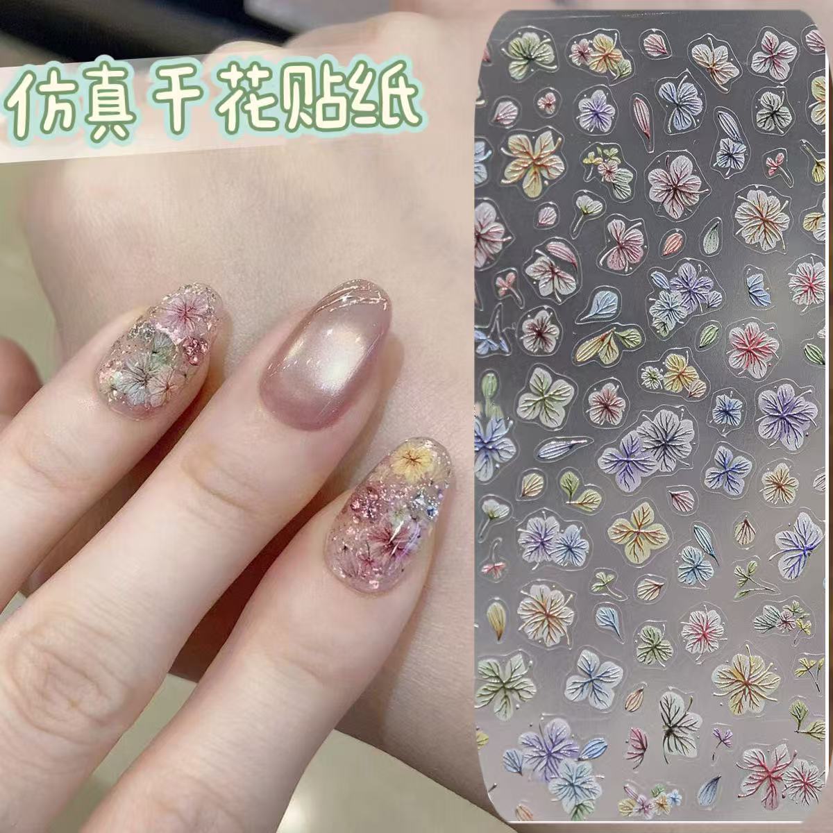 Nail Art Ombre Glitter - Pegatinas Virales para Uñas con Flores
