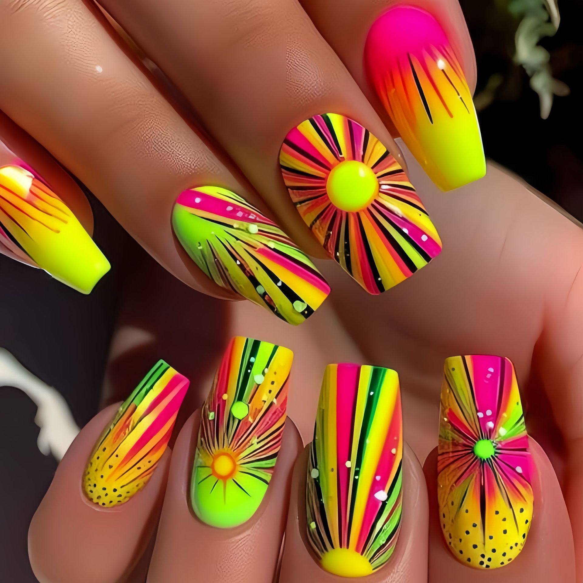 Nail Art Ombre Glitter - Uñas postizas con patrón de purpurina