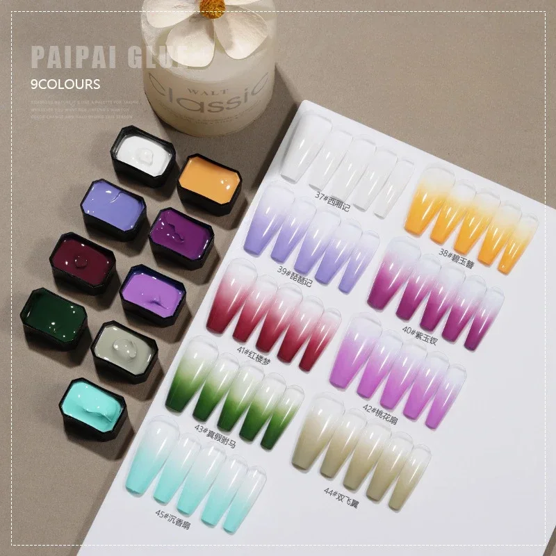9 colores/caja Pat Ombre Gel e - Nail Art Ombre Glitter reseña y precio