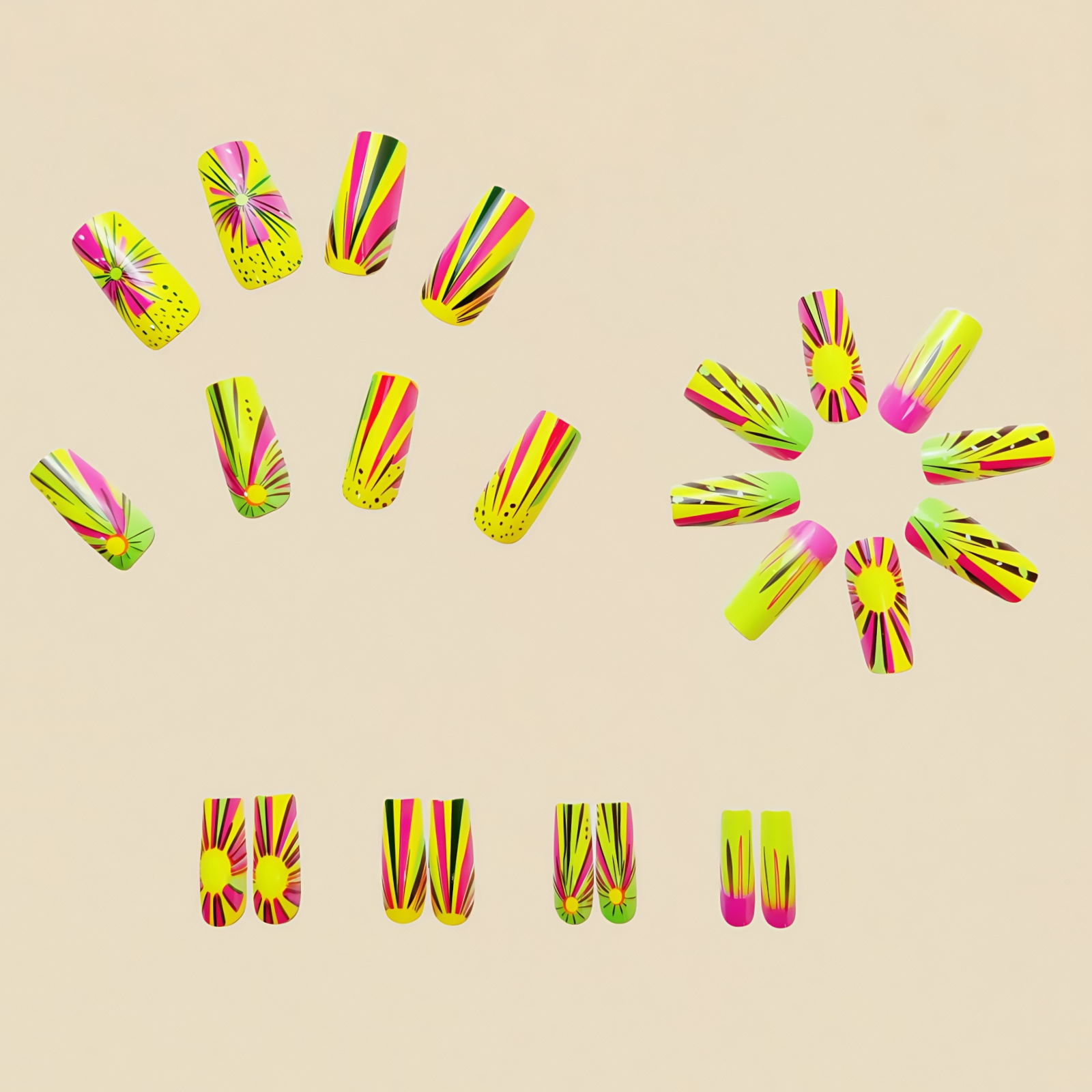Uñas postizas con patrón de pu - Nail Art Ombre Glitter reseña y precio